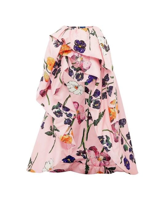LEO LIN Pink Fiorella Embellished Voluminous Skirt
