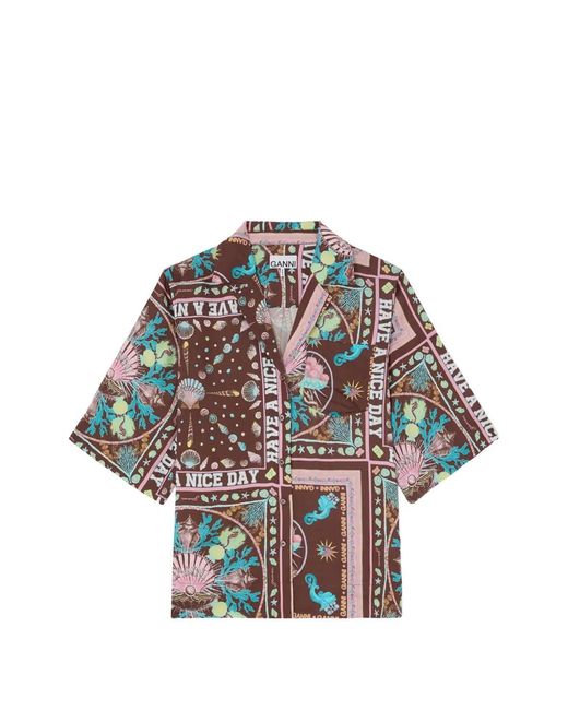 Ganni Gray Printed Shirt