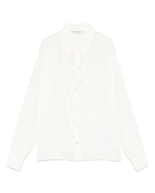 Alessandra Rich ジャボカラー ブラウス White