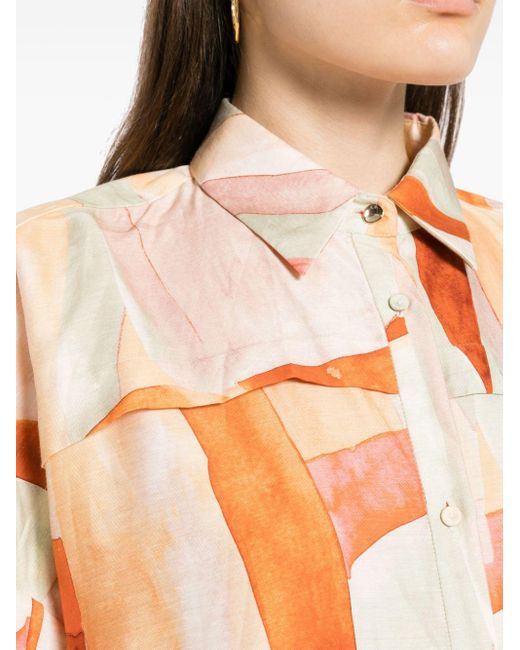 Acler Orange Edmond Watercolour-print Shirt