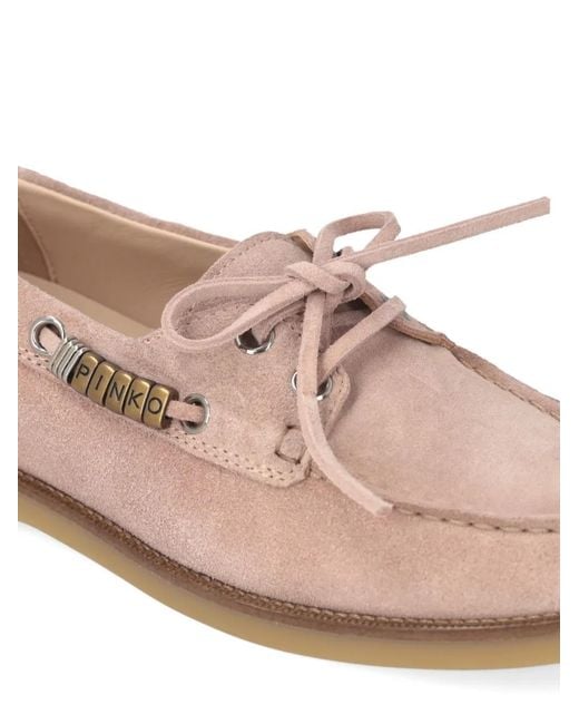 Pinko Pink Suede Moccasins With Jewel Details