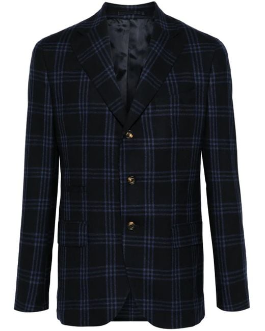 Eleventy Blue Checkered Blazer for men