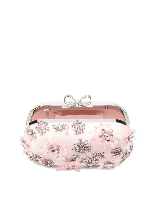 Self-Portrait Pink Embellished Clutch