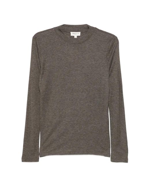 MAISON 123 Gray Flynn Long-Sleeve High-Neck T-Shirt