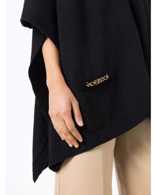 Valentino Garavani Black Chain-Link Cashmere Cape