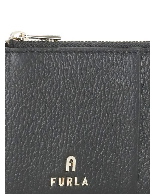 Furla Gray Porte-Cartes En Cuir Grainé