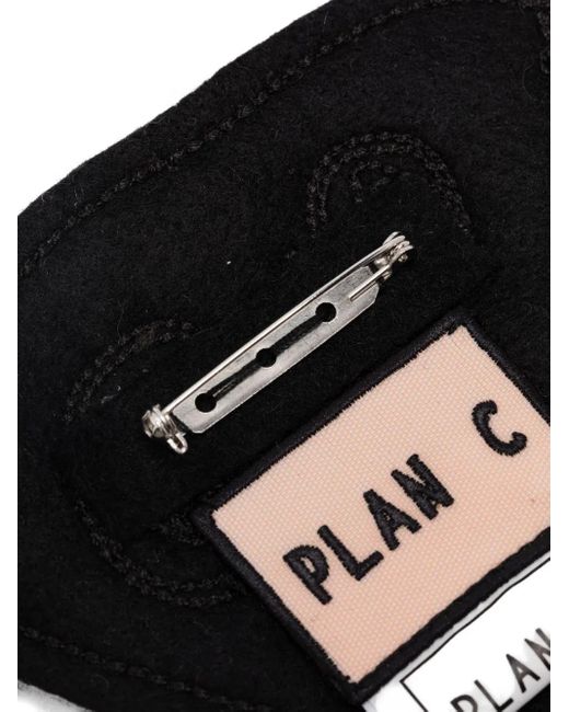 Plan C Black Triangular Embroidered Pin