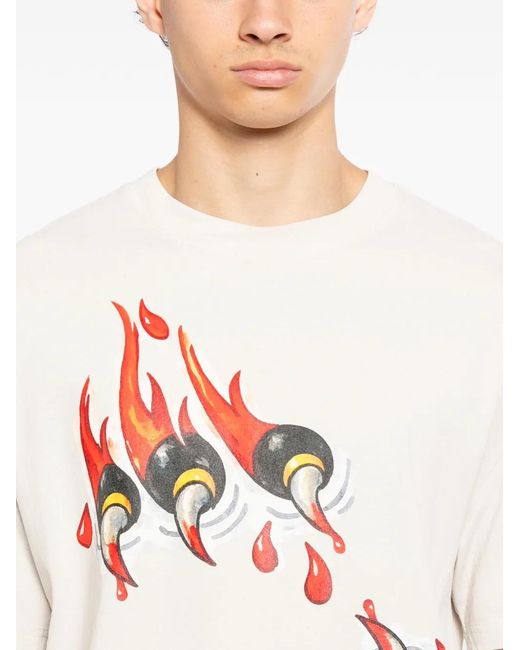 Melt White Graphic-Print T-Shirt for men
