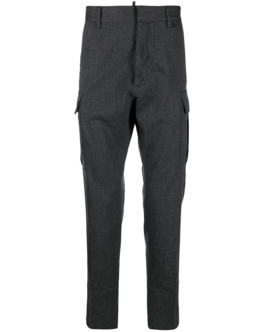 DSquared² Gray Mid-rise Tapered-leg Trousers for men