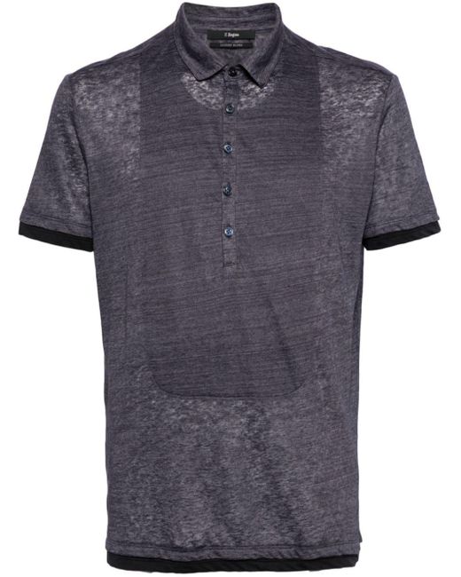 Zegna Short-sleeve cotton polo shirt in Blue für Herren