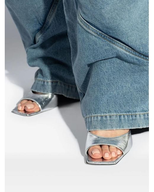 The Attico White Devon Mini Leather Mules
