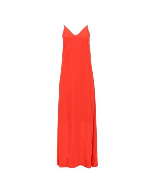 Nude Red V-Neck Spaghetti-Strap Maxi Dress