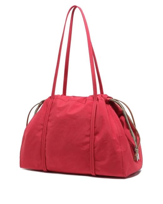 Bimba Y Lola Red Logo-Patch Drawstring Tote Bag