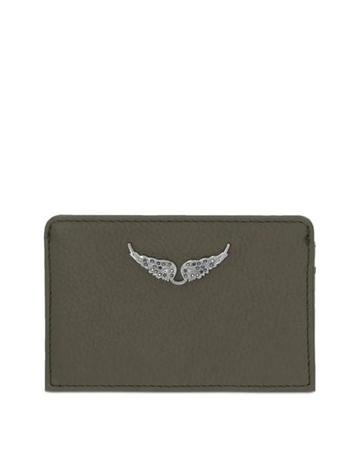 Zadig & Voltaire Gray Zv Embellished Wings Card Holder