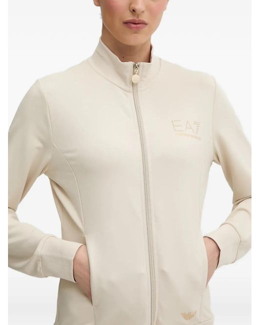EA7 White Logo-Detail Zip-Up Sweatshirt