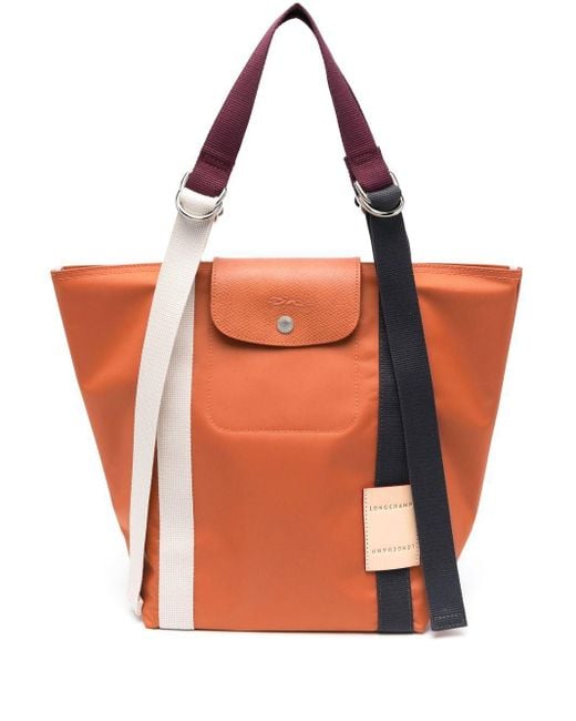 Longchamp Orange Le Pliage Re-play Tote Bag