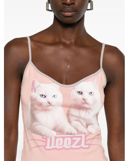DIESEL プリント タンクトップ Pink