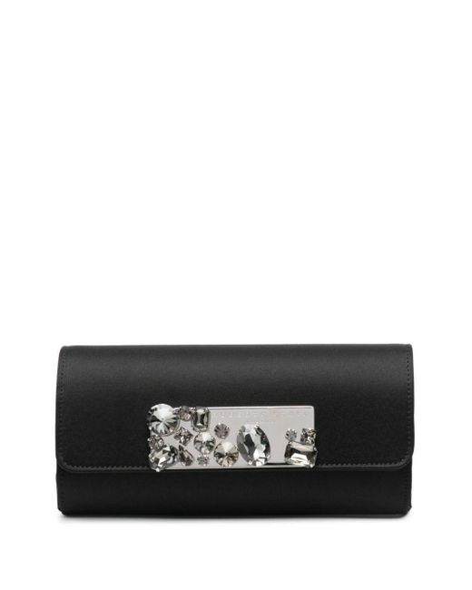 Roberto Festa Black Pat Crystal-embellished Clutch Bag