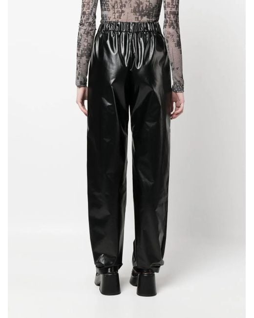 Kassl Black High-Shine Straight-Leg Trousers