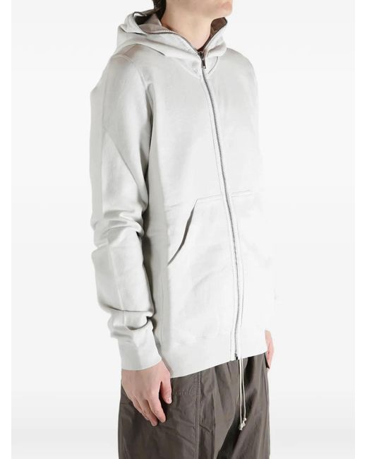 Rick Owens White Zip Hoodie for men
