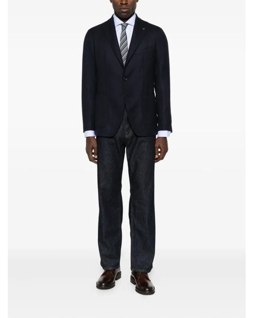 Tagliatore Black Single-Breasted Jacket for men