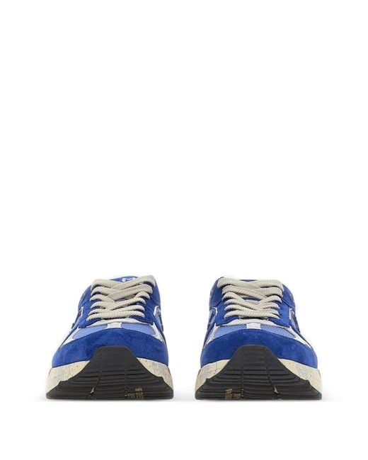 Premiata Blue Suede Panelled Sneakers for men