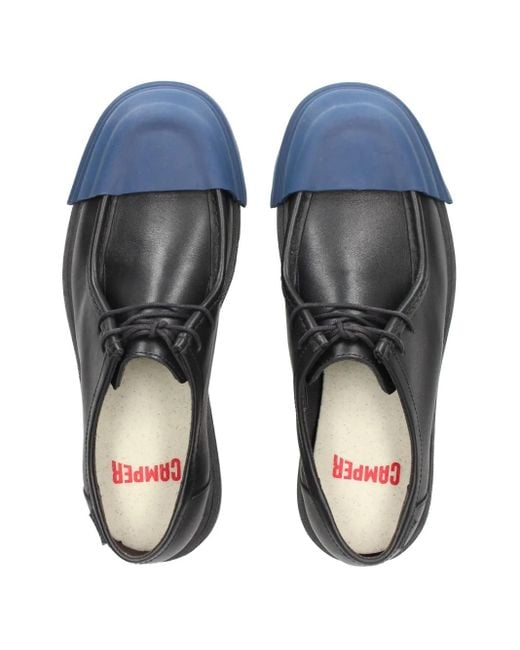 Camper Black Junction Leather Rubber-Toe Cap Shoes for men
