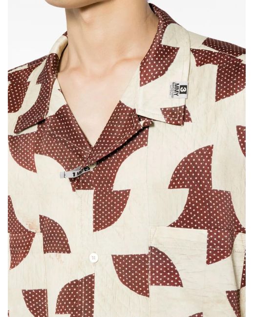 Maison Mihara Yasuhiro Pink Patchwork-Pattern Cuban-Collar Shirt for men