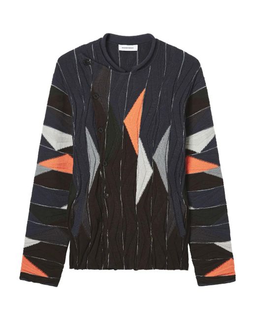Cardigan Con Motivo Geometrico di Kiko Kostadinov in Black da Uomo