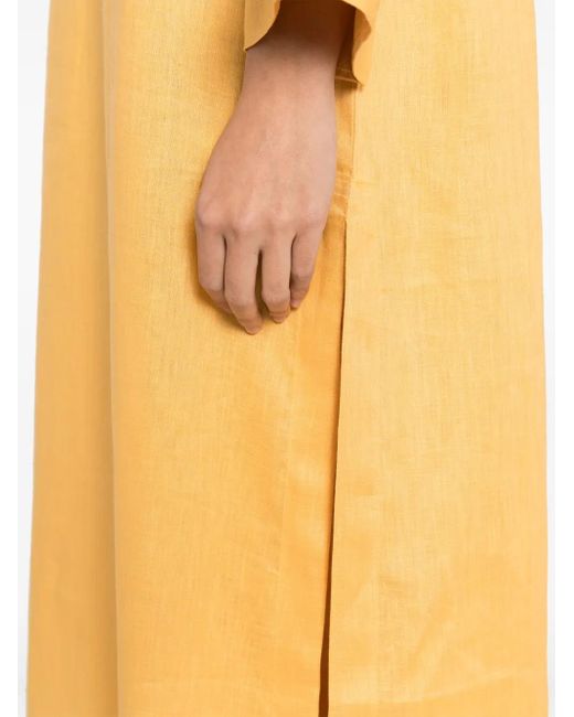 Robe En Lin À Taille Nouée Bambah en coloris Yellow