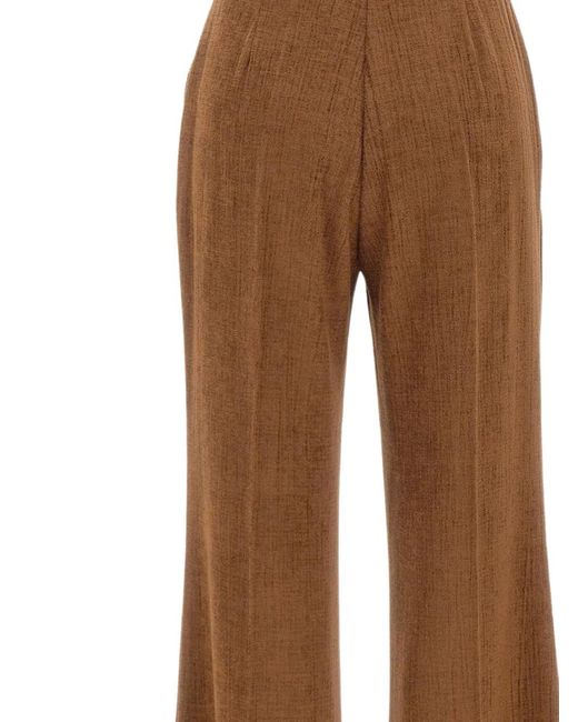 Kaos Brown Chenille-Effect Wide-Leg Trousers