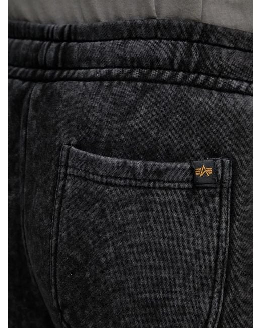 Alpha Industries Black Acid-Wash Drawstring Track Pants for men