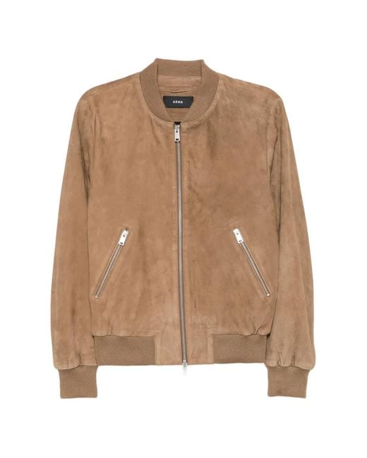 Arma Brown Suede Bomber Jacket for men