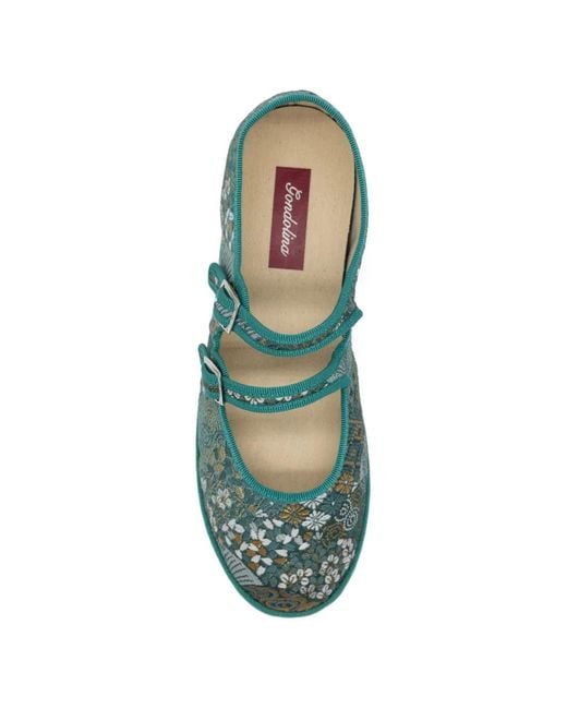 Gondolina Green Daphne Floral-Jacquard Ballet Flats