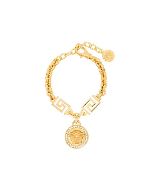 Versace Metallic Medusa Bracelet With Swarovski-embellished Charm