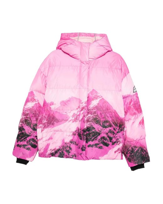 Patrizia Pepe Pink Mountain Print Puffer Jacket