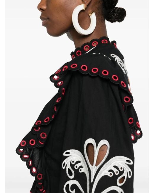 Farm Rio Black Cashew Mandala Richilieu Maxi Dress