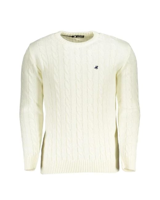 U.S. Grand White Pull En Maille Torsadée for men