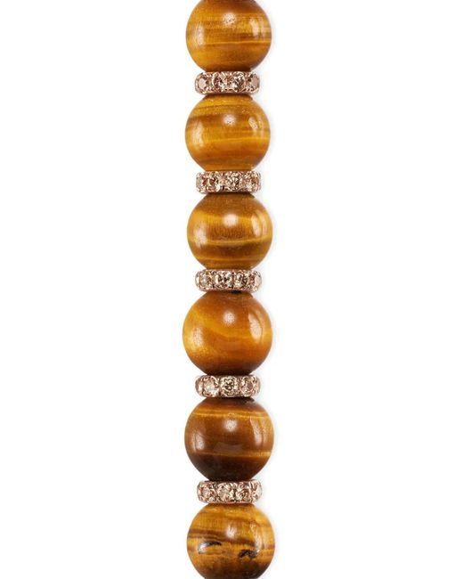 David Yurman White 18K Rose Spiritual Beads Tiger Eye And Diamond Bracelet for men