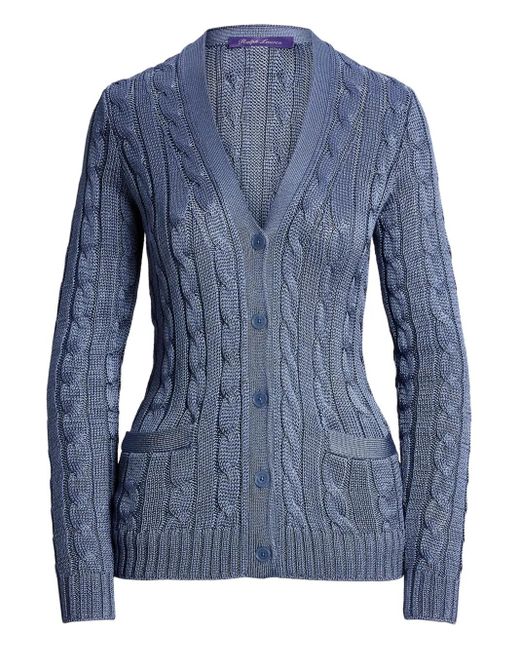 Ralph Lauren ケーブルニット シルクカーディガン Blue