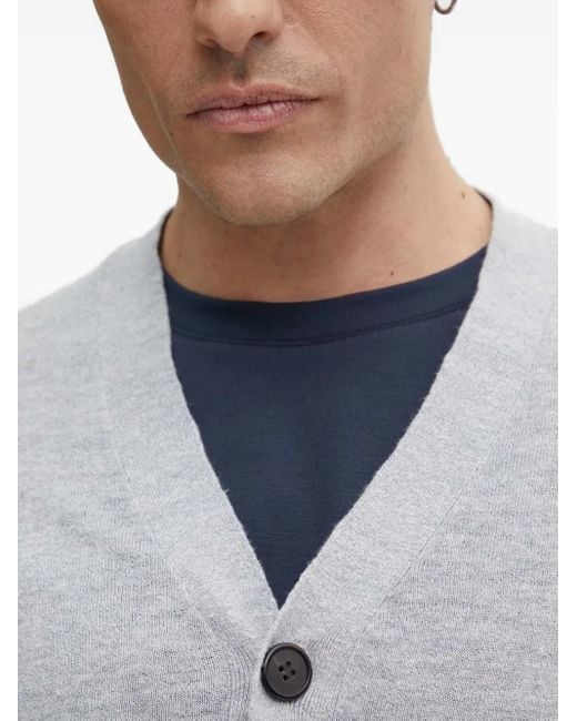 Theory Gray Buttoned Cardigan for men