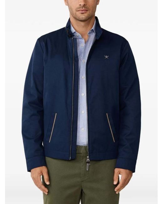 Hackett Blue Harrington Logo-Embroidered Jacket for men