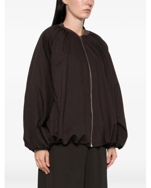 Imperial Black Zip-Up Puffed-Sleeve Jacket