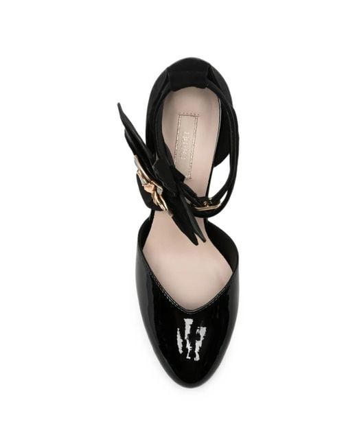 Liu Jo Black Flower-Embellished Patent-Finish Sandals