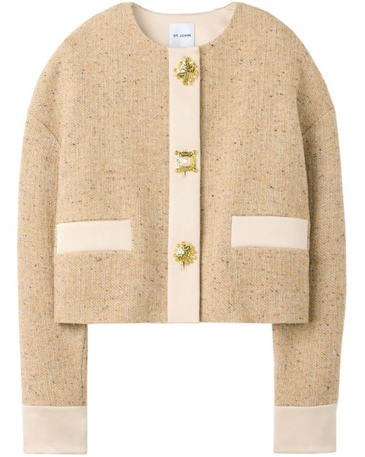 St. John Natural Cropped Tweed Jacket