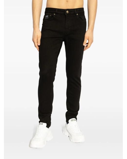 Versace Jeans Couture Black Logo-Patch Jeans for men