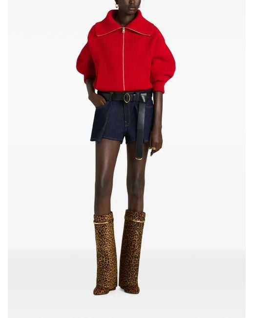 Givenchy Blue Pleated Denim Shorts