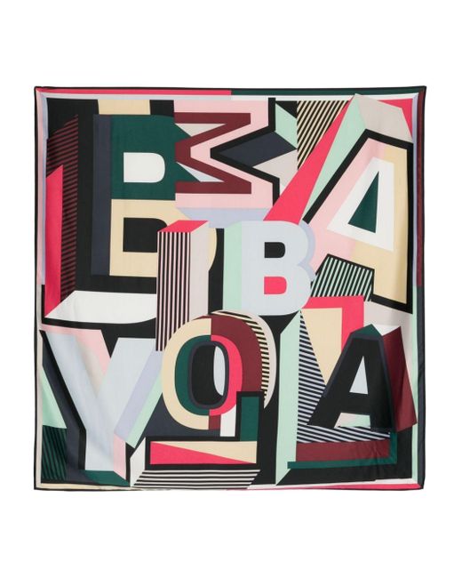 Bimba Y Lola Pink Geometric Logo Print Square Scarf