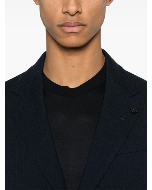 Lardini Blue Brooch-Detail Blazer for men