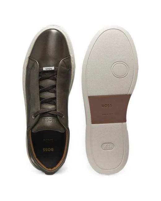 Boss Green Leather Sneakers for men